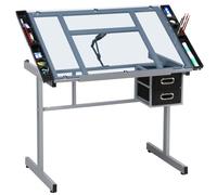 Yaheetech Mesa de Dibujo Inclinable Mesa de Pintura Multifuncional Escritorio con Tapa de Cristal 104x 60x 80cm para Arte Estudio con Tablero Ajustable de 0° a 60°