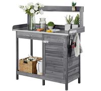 Yaheetech Mesa de Jardinería con cajón Estante Armario de Mesa Plantación 112 x 46,5 x 125 cm Gris