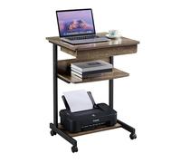 Yaheetech Mesa de Ordenador con Ruedas 79,5x56x51cm Escritorio con Bandeja de Teclado Mesa Gaming con Cajón para Estudio,Espacio Límite Gris Oscuro