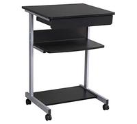 Yaheetech Mesa de Ordenador Mesa Escritorio PC con Cajón con 4 Ruedas para Hogar o Oficina 56x51x79cm Negro