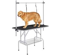 Yaheetech Mesa de Peluquería Mesa Peluqueria Canina para Mascotas Grande 118x60x177cm Plegable Mesa de Aseo para Perro Canina Altura Ajustable Negra