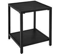 Yaheetech Mesa Jardín Mesa Auxiliar de Metal de Dos Niveles con Diseño de Listones y Estante Inferior de Almacenamiento, 45x45x54 cm, Carga 45 kg Negro