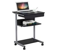 Yaheetech Mesa Ordenador con Ruedas Escritorios Ordenador Pequeña con Bandeja de Teclado Mesa Gaming con Cajón para Estudio,Espacio Límite Negro 79,5x56x51cm