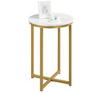 Yaheetech Mesita Auxiliar Redonda Salón Mesa Auxiliar de Marmol de Imitación Mesa de Centro para Lámpara 40,5 x 40,5 x 61 cm Mustard Gold