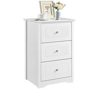 Yaheetech Mesita de Noche Alta 48x40x73,5cm Mesilla de Noche con 3 Cajones Cajonera Moderna de Madera para Dormitorio Color Blanco