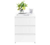 Yaheetech Mesita de Noche con 3 Cajones Mesilla de Noche de Nórdico para Dormitorio Mesita Auxiliar Minimalista para Cama Blanco