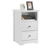 Yaheetech Mesita de Noche con Dos Cajones Mesillas de Noche Blanca Cajonera Mueble para Cama Dormitorio Madera MDF 40x35x60cm