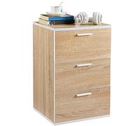 Yaheetech Mesitas de Noche Blancas 40x35x60cm Mesilla de Noche con 3 Cajones de Madera para Dormitorio Salón Roble Claro