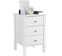 Yaheetech Mesitas de Noche Blancas con Tres Cajones Mesilla de Noche para Dormitorio 40x40x60cm Cajones de Noche de Madera, de Estilo Vintage