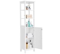 Yaheetech Mueble Auxiliar de Baño 40x32x160cm Armario Baño y Estrecho con 3 Estantes Abiertos Estanteria Estrecha Blanco