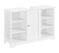 Yaheetech Mueble Bajo Lavabo de Madera Amplio Espacio de Almacenamiento | 60×30×90 cm mueble auxiliar de baño 6 Estantes y 1 Puerta Aramrio de Lavabo Blanco