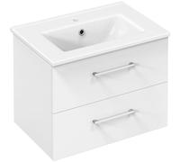 Yaheetech Mueble Baño con Lavabo Mueble de Lavabo bajo el Grifo Suspendido en Pared con 2 Cajones Mueble Auxiliar baño 61x39,5x45,5 cm Blanco