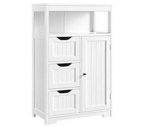 Yaheetech Mueble Baño de Madera Armario Baño con Cajón y Estante Ajustable Mueble Auxiliar de Cocina Armario Multiusos con Puertas Dobles para Salón Entrada Blanco 55,5x29,5x86,5 cm