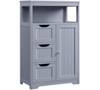 Yaheetech Mueble Baño de Madera Armario Baño con Cajón y Estante Ajustable Mueble Auxiliar de Cocina Armario Multiusos con Puertas Dobles para Salón Entrada Gris Claro 55,5x29,5x86,5 cm