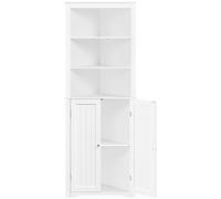 Yaheetech Mueble de Baño de Esquina Gabinete Triángulo163 x 60 x 43 cm con 3 Estantes de Madera Abiertos y 1 Armario de 3 Alturas Ajustables con Protección Antivuelco Gabinete Blanco