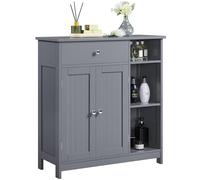 Yaheetech Mueble de Baño de Suelo Auxiliar de Madera Armario Baño con Cajón y Puertas Mueble de Cocina con Estante Ajustable 75 x 30 x 80 cm Gris