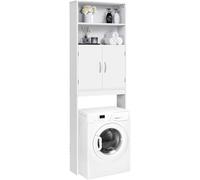 Yaheetech Mueble sobre Inodoro 72x20x195 cm con Estante Ajustable y 2 Puertas Armario para el Inodoro Almacenamiento sobre el Inodoro WC Mueble para Baño