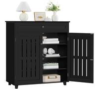 Yaheetech Mueble Zapatero de 2 Puertas Armario de 4 Niveles para Zapatos Mueble Auxiliar con Cajón y Estantes Ajustables para Entrada de Salón 78 x 37 x 86 cm Negro