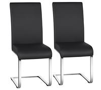 Yaheetech 2 Piezas Sillas de Comedor Sillas de Oficina Conferencia Altura 47cm MAX Carga 135kg Negro