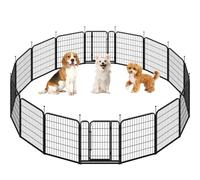 Yaheetech Parque para Perros 16 Paneles 65 x 80 cm con 2 Puertas Barras de Conexión con Cabeza Redonda Corralito para Perros Plegable y Portátil Montaje sin Herramientas para Interior y Exterior