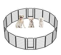 Yaheetech Parque para Perros 16 Paneles de 100 cm de Altura con 2 Puertas Barras de Conexión con Cabeza Redonda con un Único Pestillo Integrado Corralito para Perros Plegable para Casa y Jardín