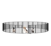Yaheetech Parque para Perros 24 Paneles de 80 cm de Altura, Vallas para Perros con Cerradura Integrada, Tubos de Bajo Ruido, Protector de Suelo, Alambres de Metal de 8 mm, para Casa y Jardín