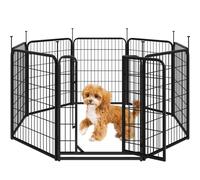 Yaheetech Parque para Perros 8 Paneles 65 x 80 cm Barras de Conexión con Cabeza Redonda Corralito para Perros Plegable y Portátil Montaje sin Herramientas para Interior y Exterior
