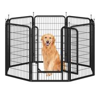Yaheetech Parque para Perros 8 Paneles de 100 cm de Altura Barras de Conexión con Cabeza Redonda con un Único Pestillo Integrado Corralito para Perros Plegable para Casa y Jardín