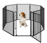 Yaheetech Parque para Perros 8 Paneles de 80 cm de Altura, Vallas para Perros con Cerradura Integrada, Tubos de Bajo Ruido, Protector de Suelo, Alambres de Metal de 8 mm, para Casa y Jardín