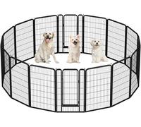 Yaheetech Parque para Perros Grande 16 Paneles 71 x 120 cm con 2 Puertas Vallas Plegable para Perros Interior Exterior Jardín Metálica