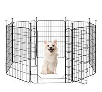 Yaheetech Parque para Perros Recinto Interior Reja Plegable para Cachorros y Conejos Perreras de Metal para Exterior con Estacas, Punta Ovalada y Plana (60 * 80cm, 8 Paneles)