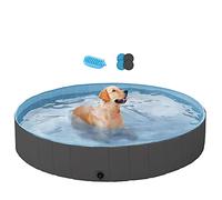 Yaheetech Piscina para Perros Gatos Bañera Plegable para Perros PVC Antideslizante 160 x 30 cm Negro
