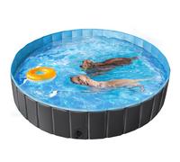 Yaheetech Piscina Plegable para Perros XXXL 180 x 30 cm Piscina Portátil para Baño de Perros/Gatos Exterior Interior Antideslizante con Parches de Reparación y Cepillo Negro
