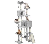 Yaheetech Rascador Alto 209 cm Árbol para 3-4 Gatos Adultos Torre Escalador Castillo Juquetes Mascotas XXL,Gris Claro