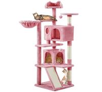 Yaheetech Rascador para Gatos 146 cm Árbol para Gatos Medinos Castillo Juego de Gato Gatitos Mascotas con Alfombra Rascadora Rosa