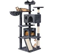 Yaheetech Rascador para Gatos 146cm Árbol para Gatos Medinos Castillo Juego de Gato Gatitos Mascotas, con Alfombra Rascadora Gris Oscuro