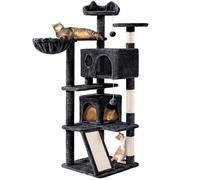 Yaheetech Rascador para Gatos 146cm Árbol para Gatos Medinos Castillo Juego de Gato Gatitos Mascotas con Alfombra Rascadora Negro