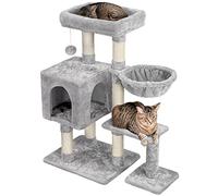 Yaheetech Rascador pequeño para Gatos Estable con Cueva y Tabla para rascar, Color Gris Claro