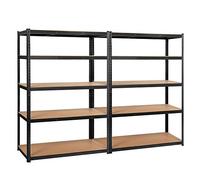 Yaheetech Set de 2 Estanterías Metálicas Galvanizadas Estantería para Cargas Pesadas de 5 Baldas para Hogar, Garaje, Cocina,180X60X120cm Negro