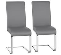 Yaheetech Set de 2 Piezas Sillas de Comedor Sillas de Oficina Conferencia Altura 47cm MAX Carga 135 kg Gris Claro