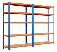 Yaheetech Set de 2pcs de Estantería Metálica de Almacenaje Industrial 180x120x45cm Carga de 875 kg Estante de Almacenamiento para Garaje Taller Naranja y Azul