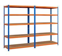 Yaheetech Set de 2pcs Estanterías Metálicas Galvanizadas Estanteria Almacenaje para Cargas Pesadas Estanterias Trastero de 5 Baldas para Hogar, Garaje, Cocina,180X60X120cm Negro