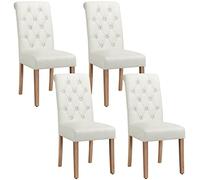 Yaheetech Set de 4 Piezas Silla de Comedor Clásico Patas de Madera Tapizadas en Beige Ergonómicas y Robustas