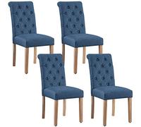 Yaheetech Set de 4 Piezas Silla de Comedor Silla con Patas de Madera Tapizada Silla para Cocina Silla de Salón Azul
