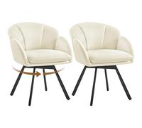 Yaheetech Silla de Comedor Giratoria 360°, Silla Tapizada Terciopelo con Reposabrazos, Sillón de salón, para Dormitorio, Sala de Estar y Estudio, Beige, 2 Piezas