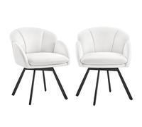 Yaheetech Silla de Comedor Giratoria 360°, Silla Tapizada Terciopelo con Reposabrazos, Sillón de salón, para Dormitorio, Sala de Estar y Estudio, Blanco, 2 Piezas