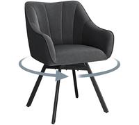 Yaheetech Silla de Comedor Giratoria con Reposabrazos Respaldo Sillón Auxiliar Moderno de Terciopelo con Patas Metálicas Asiento Giratorio para Cocina Salón (1, Gris Oscuro)