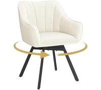 Yaheetech Silla de Comedor Giratoria con Reposabrazos Respaldo Sillón Auxiliar Moderno de Terciopelo con Patas Metálicas Asiento Giratorio para Cocina Salón (1, Beige)
