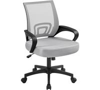 Yaheetech Silla de Escritorio Oficina Malla Silla Ergonomica con Soporte Lumbar Altura Ajustable Respaldo Transpirable Silla Giratoria Función Inclinación para Oficina Capacidad Max136 KG Gris