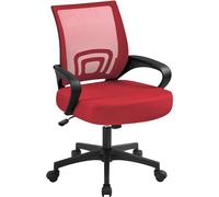 Yaheetech Silla de Escritorio Oficina Malla Silla Ergonomica con Soporte Lumbar Altura Ajustable Respaldo Transpirable Silla Giratoria Función Inclinación para Oficina Capacidad Max136 KG Roja